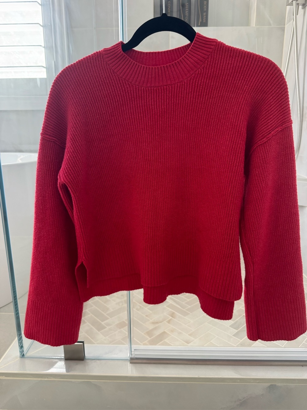 Hippie Rose Orange Red High-Low Cropped Sweater Size L
